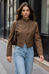Blazer corto cuello mao