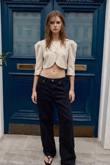 Blazer cropped rayas botones