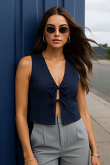 Blusa corta Frida con lazos