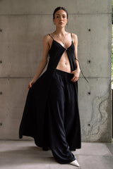Blusa larga fluida de tirantes con nudo escote
