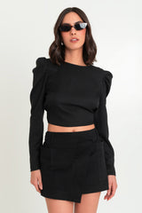 Blusa manga larga escote espalda