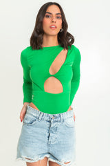 Body ajustado manga larga escote con cut out