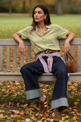 Camisa manga corta lino