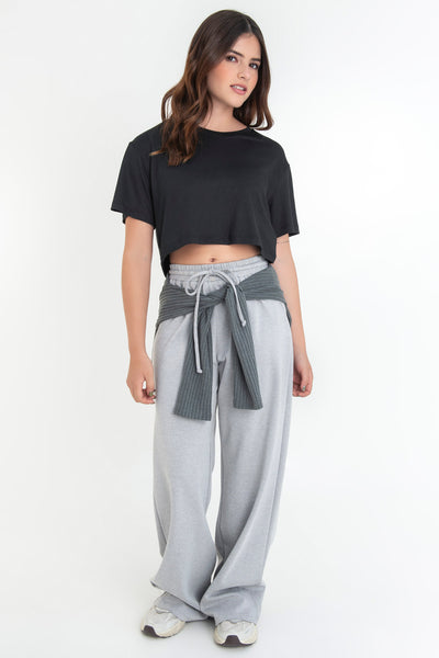 Camiseta cropped fluida de manga corta