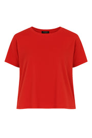 Camiseta básica de manga corta, cuello redondo y fit recto.