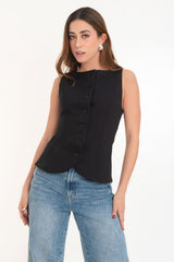 Chaleco ajustado con botones cuello redondo