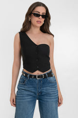 Chaleco corto asimétrico de un hombro