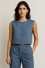 Chaleco corto de fit recto con hombreras