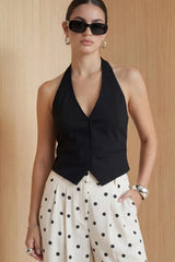 Chaleco corto halter escote espalda