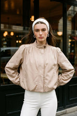 Puffer jacket with high neck