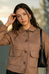 Chamarra bolsillos efecto ante