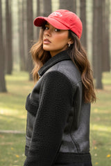 Chamarra combinada efecto borreguillo