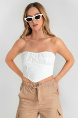 Corset strapless de escote plisados bajo v