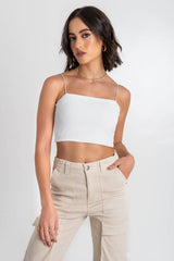 Crop top bandeau con tirantes