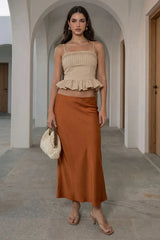 Falda midi satin