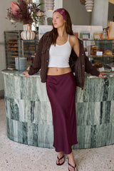 Falda midi satin