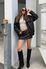 Falda pantalón mini efecto piel