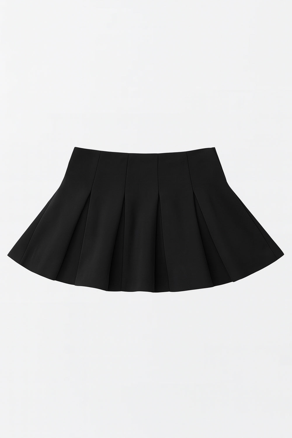 Falsa short corto de cintura alta, con pinzas y tableado en bajo. Cierre lateral con cremallera oculta.