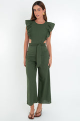 Palazzo culotte con olanes cut out cintura