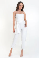 Palazzo de fit recto strapless con plisados cintura