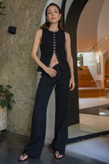 Pantalón ajustado de fit flare tiro alto