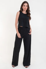 Pantalón cintura alta con pinzas