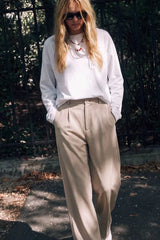 Pantalón cintura alta con pinzas wide leg fit