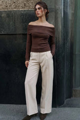 Pleated palazzo fit trousers