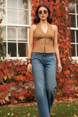 Pantalón de denim con rotos fit recto