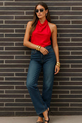 Pantalón de denim con rotos fit recto