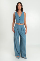 Pantalón de fit wide leg con pinzas