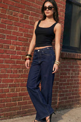 Pantalón denim botón cintura