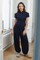 Barrel fit trousers with pleats