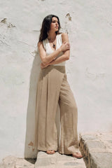 Pantalón fit palazzo pañuelo