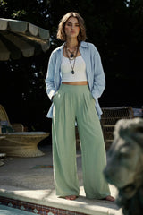 Pantalón fit palazzo pinzas
