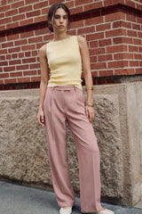 Pantalón fit wide leg pinzas con raya frontal