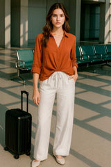 Pantalón fluido de lino