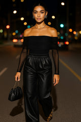 Pantalón Halo de efecto piel