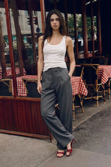 Straight-leg pleated trousers