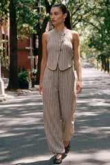 Balloon fit striped trousers