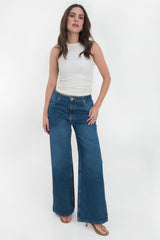 Pantalón wide leg de denim tiro alto