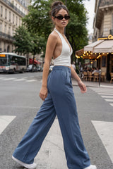 Pantalón wide leg fit pinzas frontales