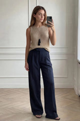 Pantalón wide leg pinzas