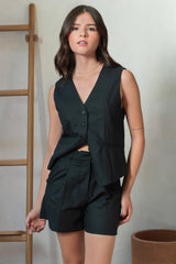 Short corto de lino cintura alta