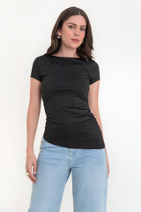 Top asimétrico ajustado de manga corta