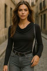 Top Bloomie cuello barco fluido