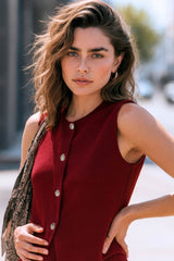 Top chaleco botones metálicos