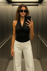 Top Bea halter con escote fluido