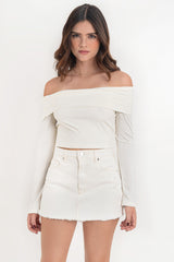 Top corto recto de hombros descubiertos