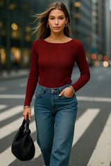 Top Dahlia de encaje manga larga